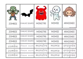 Aperçu - Apprentissages en autonomie - Halloween - Boite à compter retrouver les mots identiques - Page 1