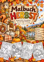 Vorschau - Mal- und Bastelvorlagen - Herbst-Malbuch – Liebevolle Ausmalbilder rund um Natur, Tiere & Kürbisse - Deckblatt