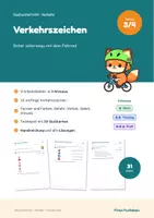 Vorschau - Arbeitsblätter - Verkehrszeichen Klasse 3 und 4 – Formen und Farben, Bedeutung, Radfahrausbildung: Sachunterricht mit Lösungen - Deckblatt