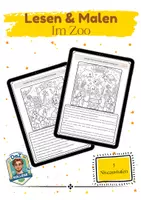 Vorschau - Arbeitsblätter - Lesen und Malen: Im Zoo | DaZ | Deutsch | Anfangsunterricht (3 Niveaustufen) - Deckblatt