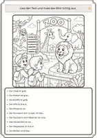 Vorschau - Arbeitsblätter - Lesen und Malen: Im Zoo | DaZ | Deutsch | Anfangsunterricht (3 Niveaustufen) - Seite 3