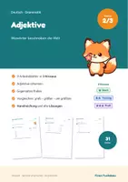 Vorschau - Arbeitsblätter - Adjektive Klasse 2 und 3 – Wiewörter erkennen, Gegensätze, Vergleichsstufen: Deutsch mit Lösungen - Deckblatt