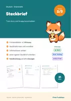 Vorschau - Spiele - Steckbrief Klasse 2 und 3 – Tiere beschreiben, Informationen ordnen, Stichpunkte: Deutsch mit Lösungen - Deckblatt