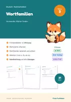 Vorschau - Arbeitsblätter - Wortfamilien Klasse 3 – Wortstamm erkennen, verwandte Wörter ordnen, ä und äu ableiten: Deutsch mit Lösungen - Deckblatt