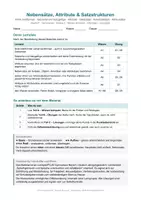 Vorschau - Arbeitsblätter - Nebensätze, Attribute & Satzstrukturen Gliedsätze, Adverbialsätze und Attributsätze Arbeitsblätter mit Lösungen Klasse 6 - Seite 1