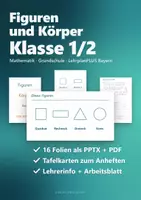 Vorschau - Arbeitsblätter - Geometrie Tafelbild & Präsentation Klasse 1/2 – ebene Figuren und Körper: Quadrat, Dreieck, Würfel, Kugel | PowerPoint + PDF - Deckblatt