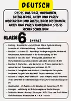 Vorschau - Arbeitsblätter - s/ss/ß, das/dass, Wortarten, Satzglieder, Aktiv und Passiv Wortarten und Satzglieder bestimmen, Aktiv und Passiv umformen, s/ss/ß sicher schreiben Klasse 6 - Deckblatt