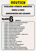 Vorschau - Arbeitsblätter - Satzglieder, Attribute, Nebensätze, Tempus & Passiv Kompaktwissen und Lösungen Klasse 6 - Deckblatt