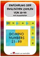 Vorschau - Spiele - Englische Zahlen von 20-99 - Zwei Dominos zum Üben in der Freiarbeit - Deckblatt