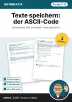 Vorschau - Arbeitsblätter - ASCII-Code: Texte speichern · Klasse 7–10 - Deckblatt
