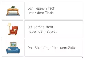 Vorschau - Stationenlernen - Zu Hause Erste Sätze lesen Satz Bild Zuordnung - Seite 3