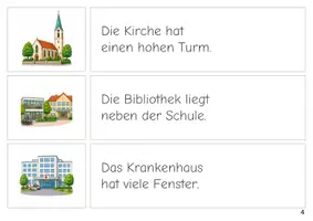 Vorschau - Stationenlernen - In der Stadt Erste Sätze lesen Satz Bild Zuordnung - Seite 3