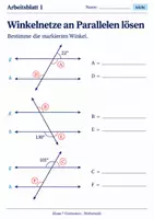 Vorschau - Arbeitsblätter - Winkelnetze an Parallelen lösen - Seite 1