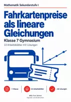 Vorschau - Arbeitsblätter - Fahrkartenpreise als lineare Gleichungen - Deckblatt