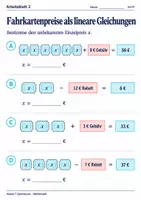 Vorschau - Arbeitsblätter - Fahrkartenpreise als lineare Gleichungen - Seite 2