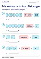 Vorschau - Arbeitsblätter - Fahrkartenpreise als lineare Gleichungen - Seite 3