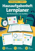 Vorschau - Arbeitsblätter - Hausaufgabenheft, Klasse 5-6, Lernplaner - Deckblatt