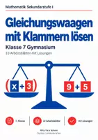 Vorschau - Arbeitsblätter - Gleichungswaagen mit Klammern lösen - Deckblatt