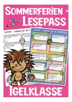 Vorschau - Arbeitsblätter - Lesepass für die Sommerferien - Igel / Igelklasse - Deckblatt