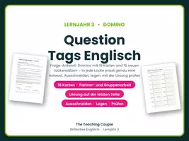 Vorschau - Arbeitsblätter - Question Tags Englisch – Grammatik-Domino - Deckblatt