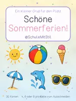 Vorschau - Bildkarten - Sommerferien | Grußkarten für deine Klasse | Süßigkeiten - Deckblatt