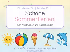 Vorschau - Bildkarten - Sommerferien | Grußkarten für deine Klasse | Süßigkeiten - Seite 1