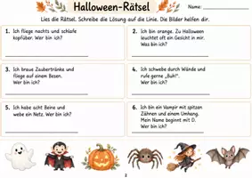 Vorschau - Arbeitsblätter - Halloween Arbeitsblätter Klasse 1–2 | Halloweenwerkstatt mit Rätseln, Lesen, Rechnen & Ausmalbildern - Seite 2