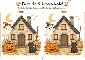 Vorschau - Arbeitsblätter - Halloween Arbeitsblätter Klasse 1–2 | Halloweenwerkstatt mit Rätseln, Lesen, Rechnen & Ausmalbildern - Seite 3
