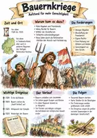 Vorschau - Arbeitsblätter - Lernposter + AB mit Fragen zum Thema "Bauernkriege" + Lösungsblatt + Infografik - Deckblatt