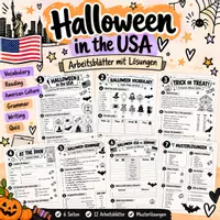 Vorschau - Unterrichtsreihen - Halloween in the USA 🎃 | Trick or Treat, Vocabulary, Reading & Grammar | Klasse 5–6 - Deckblatt