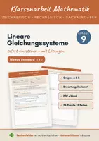 Vorschau - Klassenarbeiten - Klassenarbeit Lineare Gleichungssysteme Klasse 9 – Gruppe A & B mit Lösungen (PDF + Word) – Niveau Standard - Deckblatt
