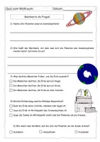 Vorschau - Arbeitsblätter - Quiz zum Weltraum Reportage - mit Lösung - Deckblatt