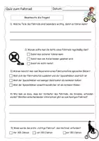 Vorschau - Arbeitsblätter - Quiz zum Fahrrad-Reportage - mit Lösung - Deckblatt