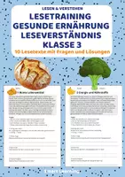 Vorschau - Stundenentwürfe - Leseverständnis Gesunde Ernährung – Klasse 3 | 10 Lesetexte mit Fragen & Lösungen - Deckblatt