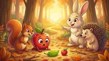 Vorschau - Bildkarten - Kamishibai | Der Apfel findet den Weg zum Obstgarten | Der wandernde Apfel - Seite 1