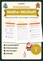 Vorschau - Arbeitsblätter - Weihnachten Mathe Klasse 3 Zahlenraum 1000 | Arbeitsblätter Adventsmarkt | mit Lösungen - Deckblatt