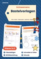 Vorschau - Arbeitsblätter - Schneemann basteln Klasse 1 und 2 | Bastelvorlagen Mobile & Schneide-Training | Kunst - Deckblatt