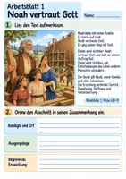 Vorschau - Arbeitsblätter - Noah und Gottes Versprechen | Religion Klasse 4 Arbeitsblätter | Evangelische Religionslehre | 10 Arbeitsblätter als PDF - Seite 1