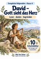 Vorschau - Arbeitsblätter - David – Gott sieht das Herz | Religion Klasse 4 Arbeitsblätter | Evangelische Religionslehre | 10 Arbeitsblätter als PDF - Deckblatt