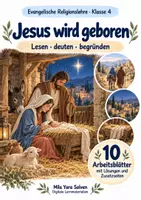 Vorschau - Arbeitsblätter - Jesus wird geboren | Religion Klasse 4 Arbeitsblätter | Evangelische Religionslehre | 10 Arbeitsblätter als PDF - Deckblatt
