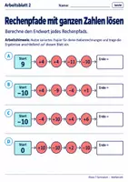 Vorschau - Arbeitsblätter - Rechenpfade mit ganzen Zahlen lösen - Seite 2