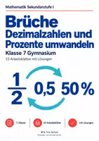Vorschau - Arbeitsblätter - Brüche Dezimalzahlen und Prozente umwandeln - Deckblatt