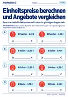 Vorschau - Arbeitsblätter - Einheitspreise berechnen und Angebote vergleichen - Seite 2