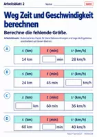 Vorschau - Arbeitsblätter - Weg Zeit und Geschwindigkeit berechnen - Seite 2