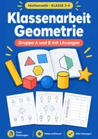Vorschau - Arbeitsblätter - Geometrie, Klassenarbeiten-Set Mathe, Klasse 3-4 - Seite 1