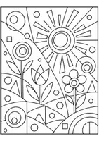 Vorschau - Mal- und Bastelvorlagen - Ausmalbilder Kandinsky Sommer Kunst Vertretungsstunde - Seite 3