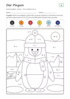 Vorschau - Arbeitsblätter - Rechenmalblätter Winter Klasse 1–4 – Mathe Paket | Pinguin, Eisbär, Schlitten, Schneemann, mit Lösungen - Seite 2