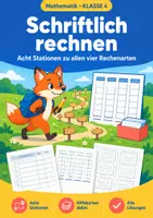 Vorschau - Arbeitsblätter - Schriftlich rechnen, Stationenlernen - Deckblatt
