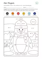 Vorschau - Arbeitsblätter - Rechenmalblätter Winter Klasse 2 – Mathe Plus und Minus bis 100 | Pinguin, Eisbär, Schlitten, Schneemann, mit Lösungen - Seite 2