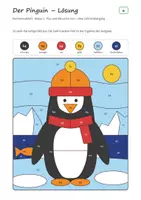 Vorschau - Arbeitsblätter - Rechenmalblätter Winter Klasse 2 – Mathe Plus und Minus bis 100 | Pinguin, Eisbär, Schlitten, Schneemann, mit Lösungen - Seite 3